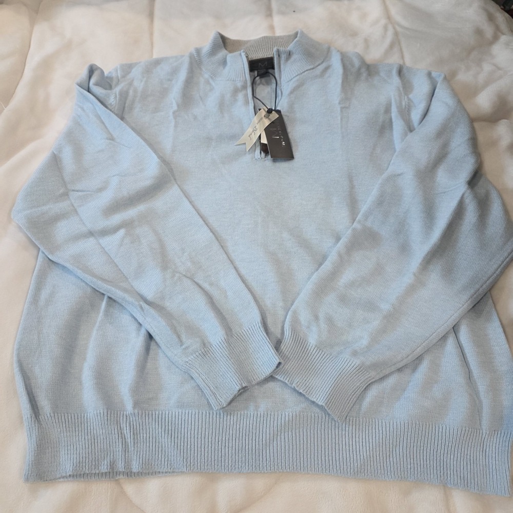 Magaschoni Men Quarter-Zip Pullover Sweater Preppy Academia Luxury Old Money 2XL